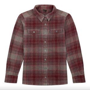 Patagonia Women Long-Sleeved Fjord Flannel Shirt Color Lillian Dark Ruby Size 2